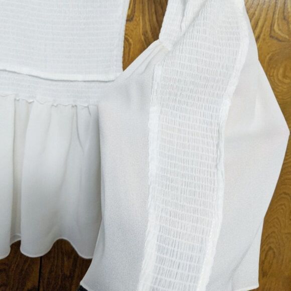 3.1 PHILLIP LIM White Crepe Silk Frill Peplum Top 2 - Picture 5 of 12